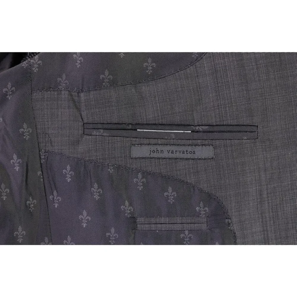 John Varvatos Gray Tic Woven Peak Lapel 2-Btn Wool Suit 42R